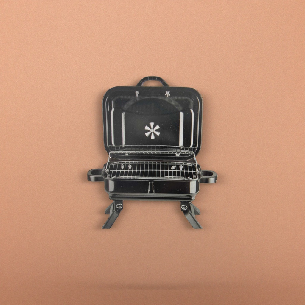 Black portable barbecue grill, outdoor camping barbecue grill, folding lightweight household charcoal grill Specification image