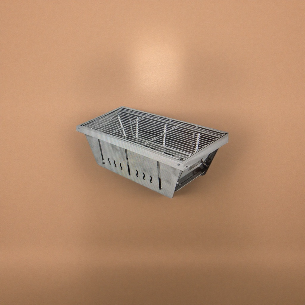 Silver metal household barbecue grill, outdoor portable folding barbecue grill details Picture