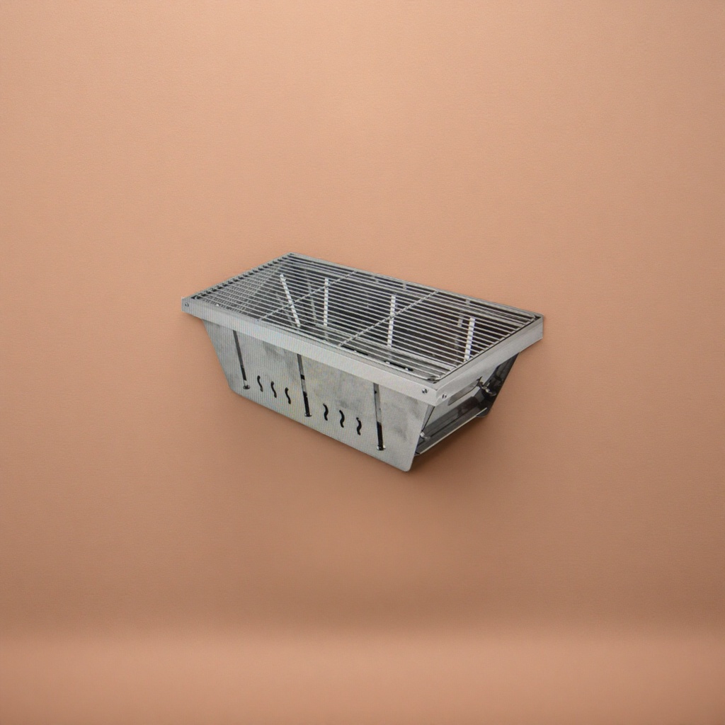 Silver metal household barbecue grill, outdoor portable folding barbecue grill Specification image