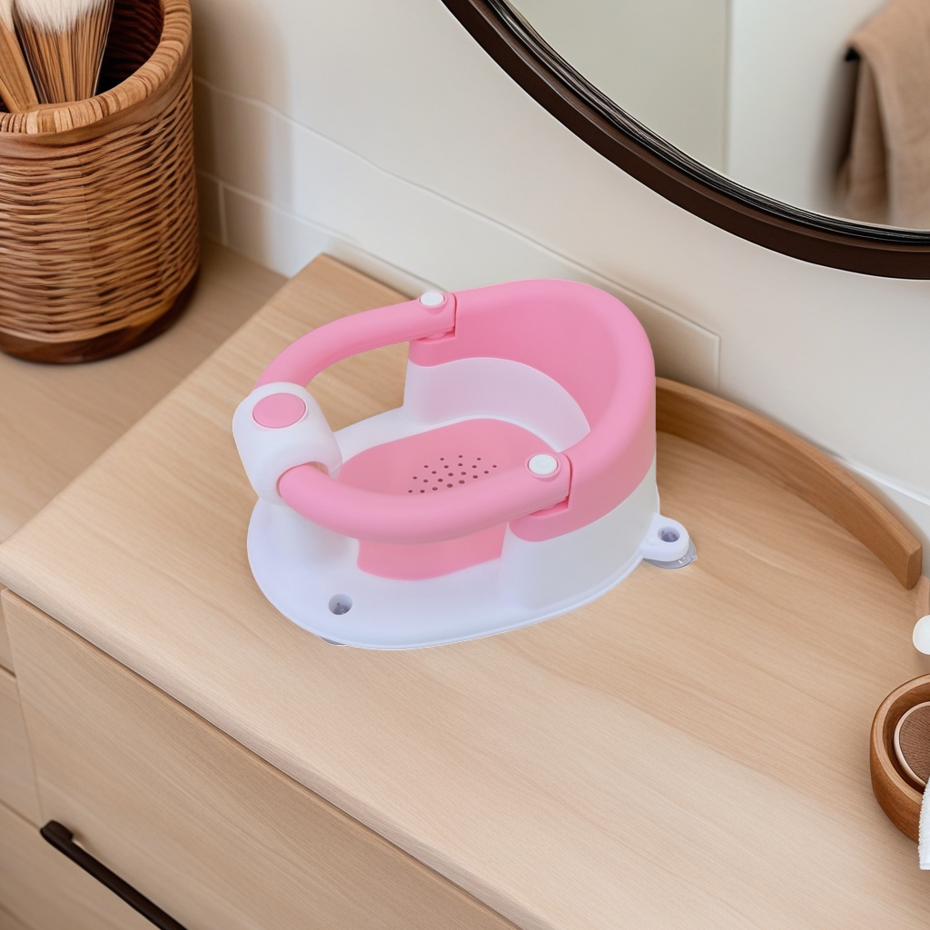 Silla de baño de bebé rosa silla de baño de bebé seguro antideslizante ajustable para recién nacido bebé especial details Picture