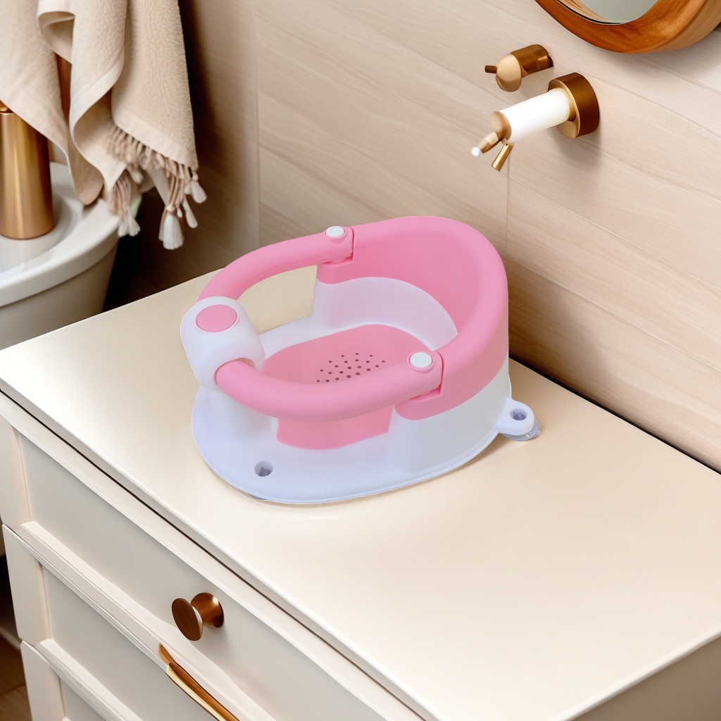 Silla de baño de bebé rosa silla de baño de bebé seguro antideslizante ajustable para recién nacido bebé especial Specification image