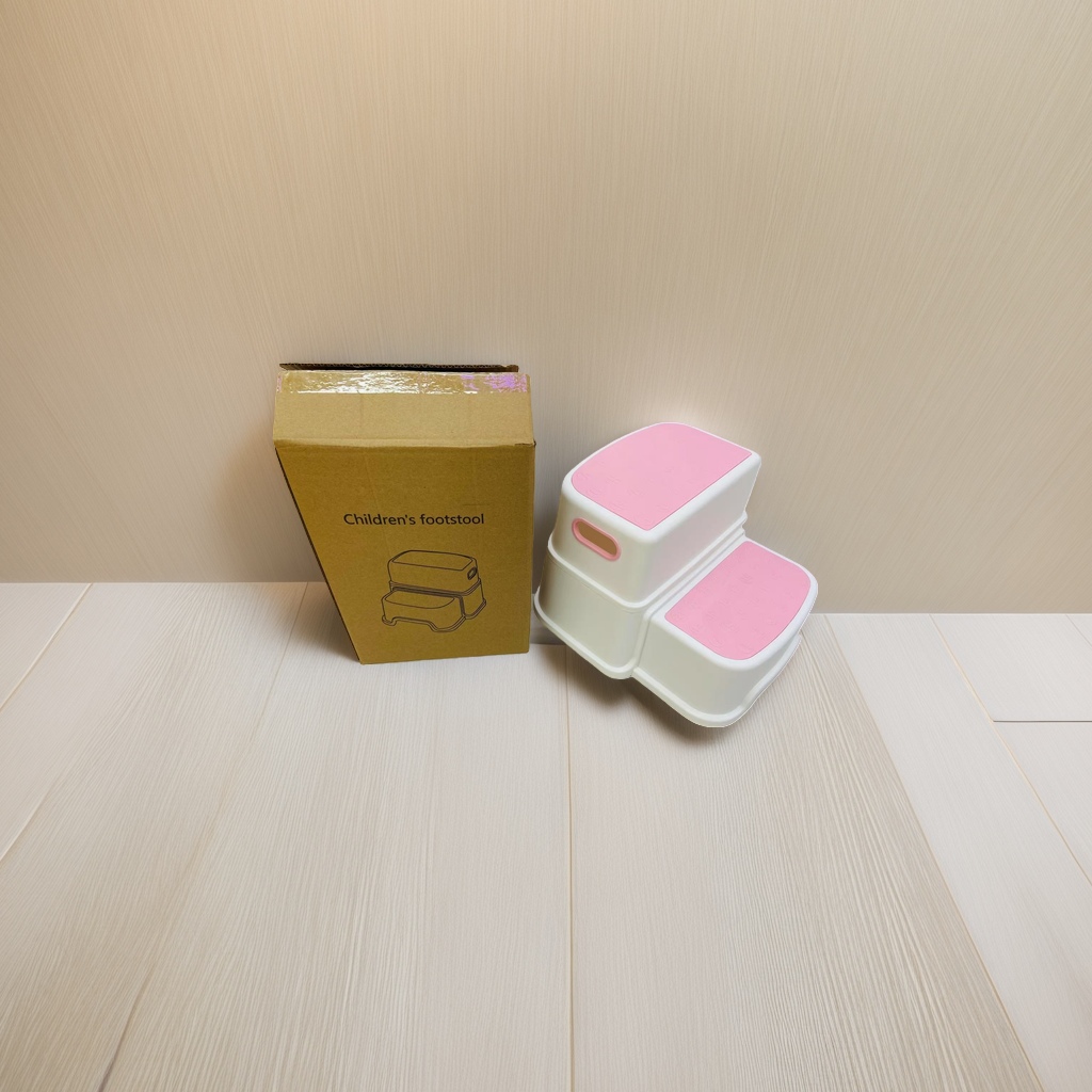 粉色儿童脚踏凳 宝宝浴室厨房用防滑增高凳 安全圆角设计产品图