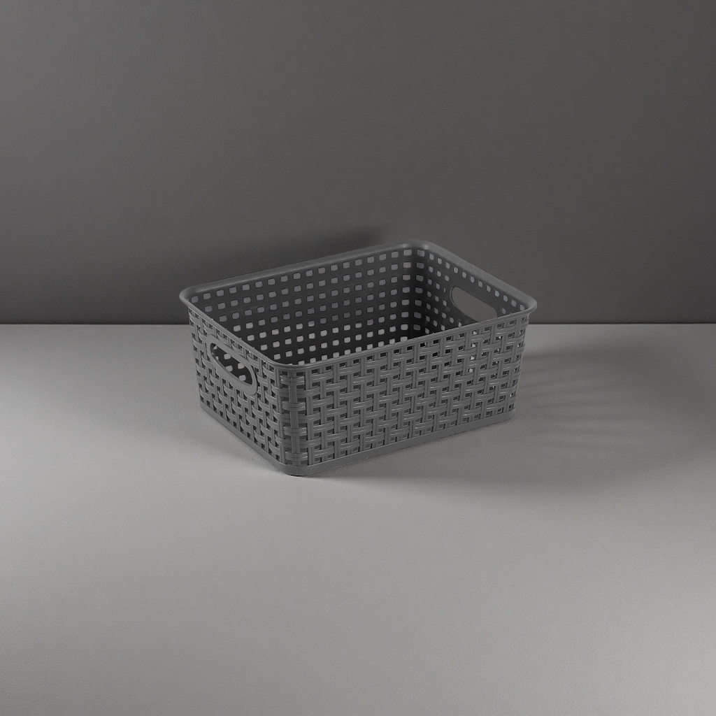 Grey woven texture storage basket, home storage basket, multi-functional organizing basket