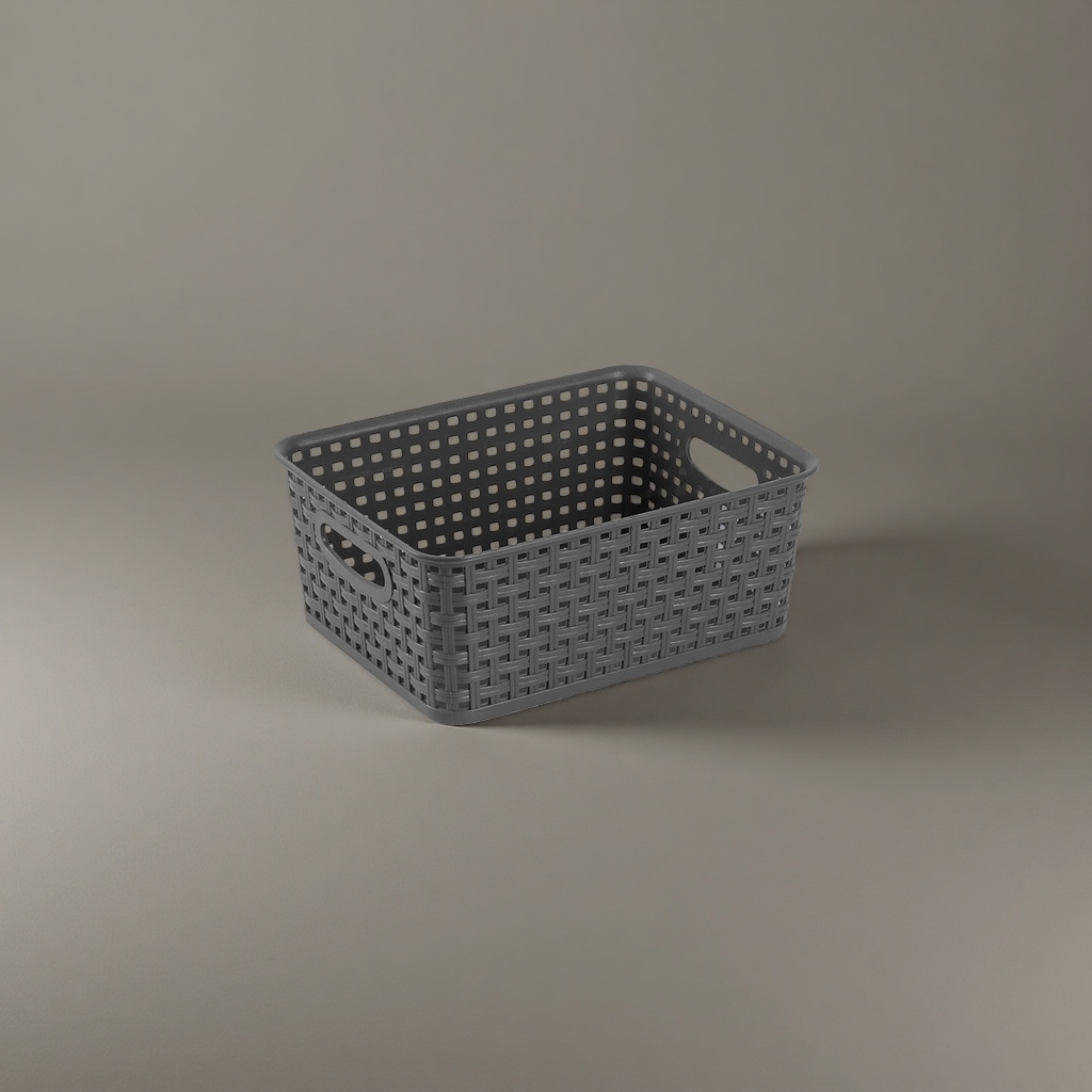 Grey woven texture storage basket, home storage basket, multi-functional organizing basket Specification image
