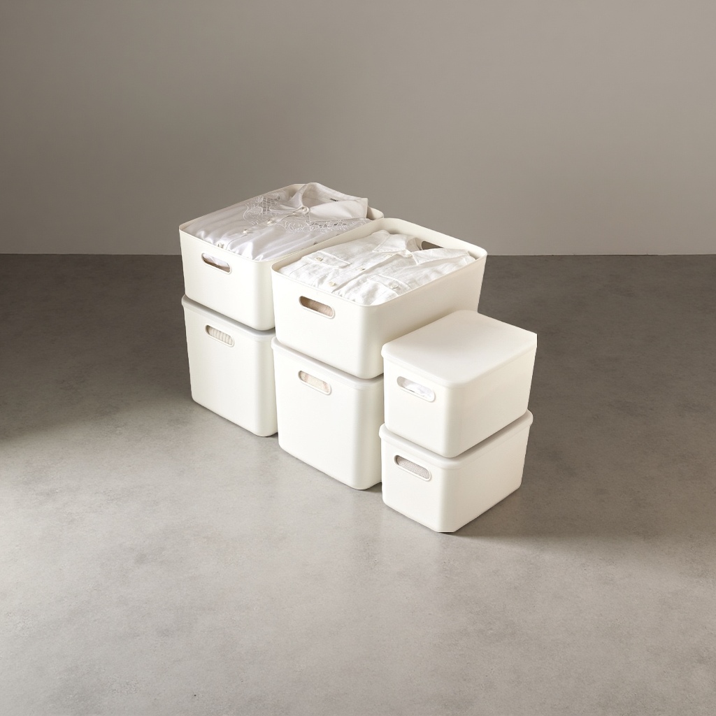 White plastic storage box, household organization box, large-capacity dust-proof storage box Specification image