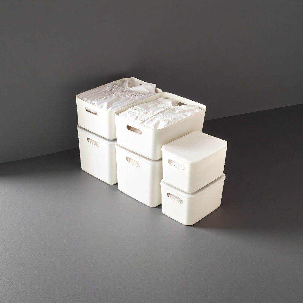 White plastic storage box, household organization box, large-capacity dust-proof storage box Application Scenario