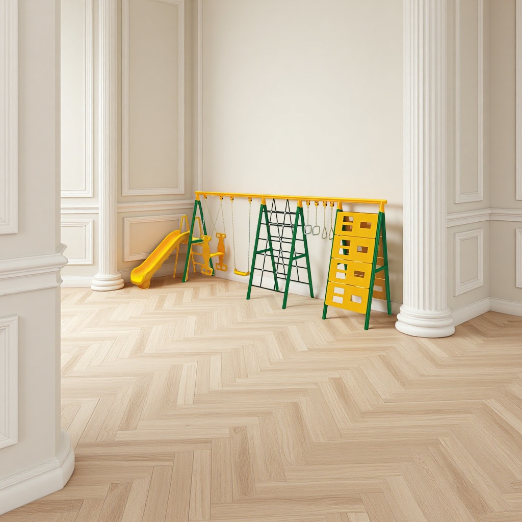 Diapositiva amarilla con soporte verde para atracciones infantiles Application Scenario
