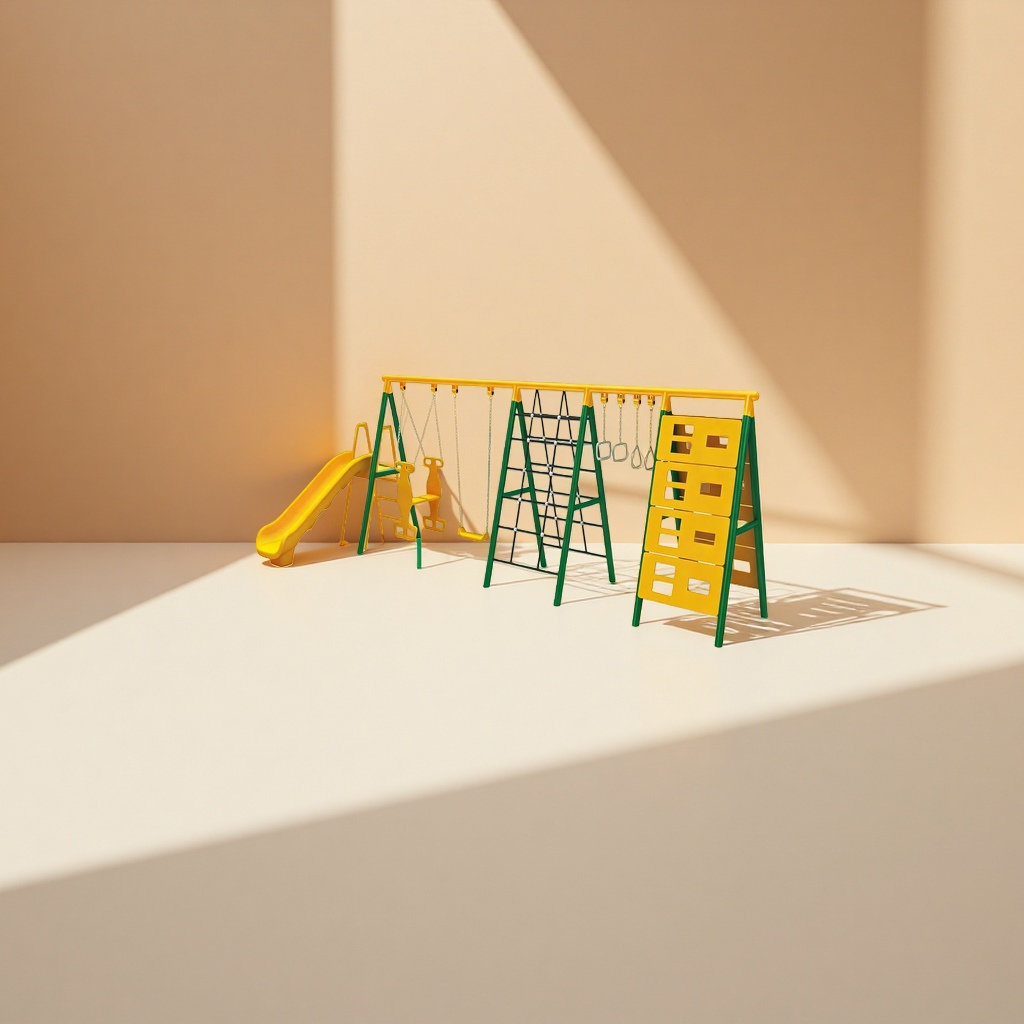 Diapositiva amarilla con soporte verde para atracciones infantiles details Picture