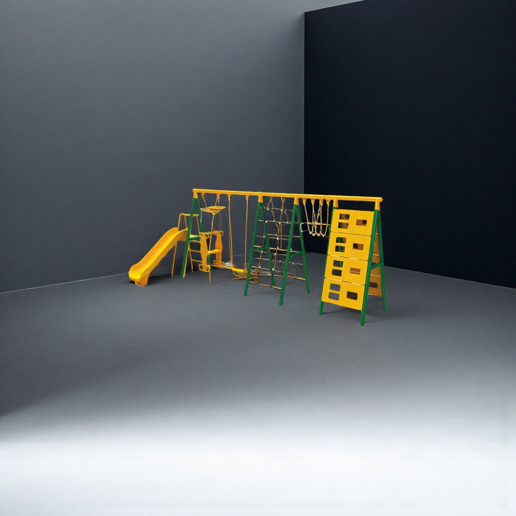 Diapositiva amarilla con soporte verde para atracciones infantiles Specification image