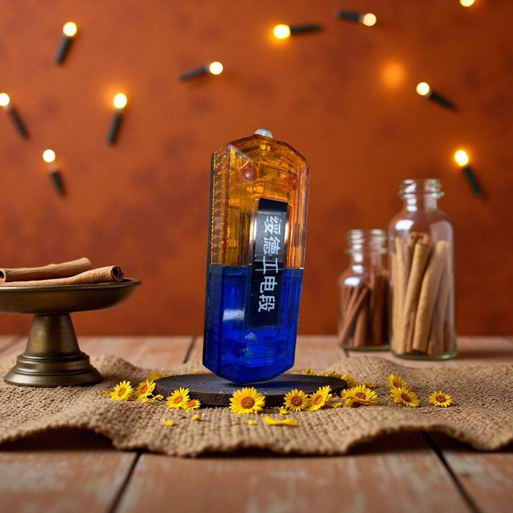 Orange and blue transparent housing, power section warning with label, traffic police shoulder light