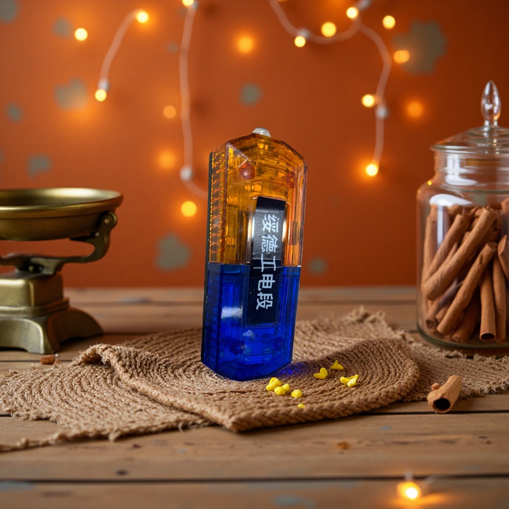 Orange and blue transparent housing, power section warning with label, traffic police shoulder light details Picture