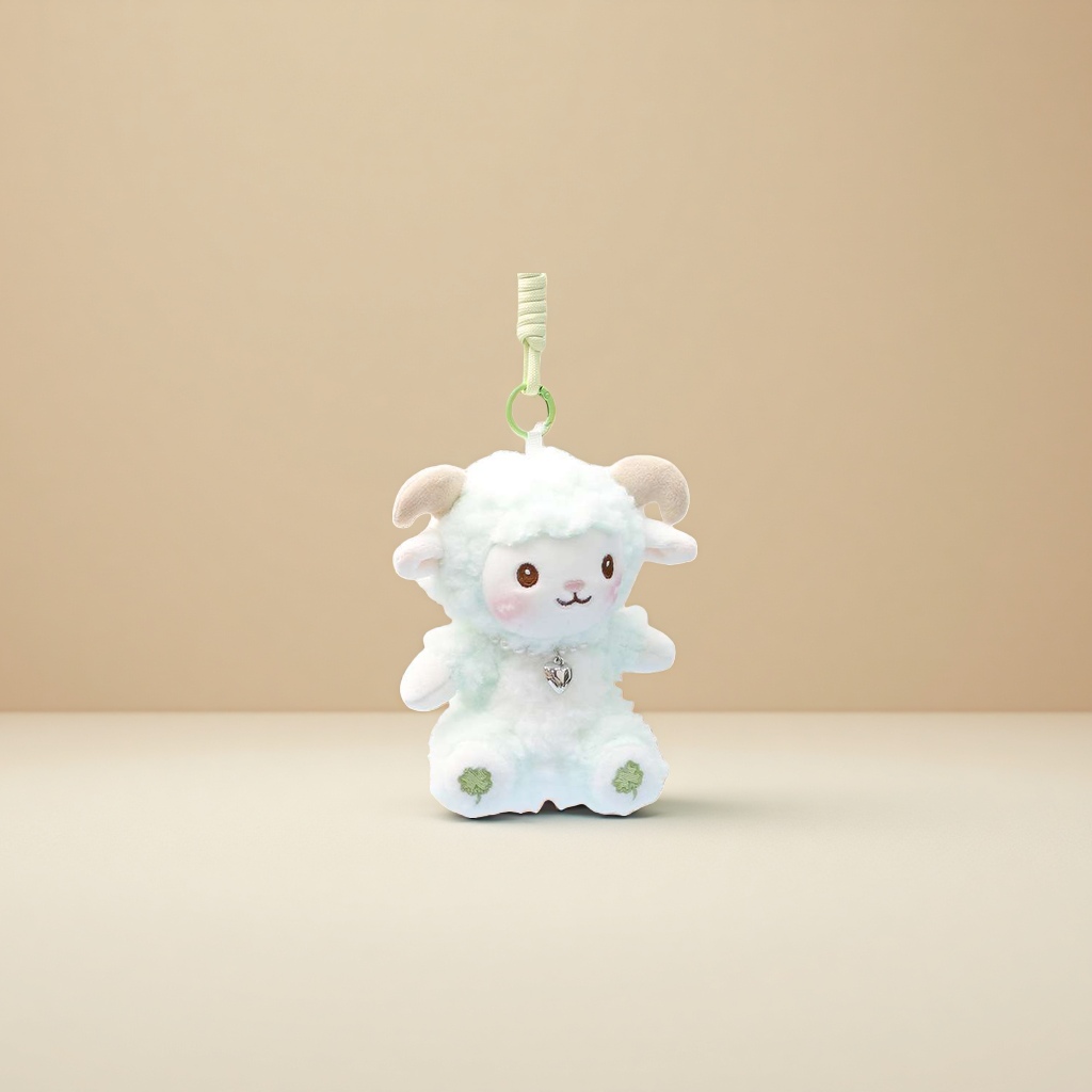 The light green plush little lamb pendant is a cute and adorable keychain decoration for car bags Application Scenario