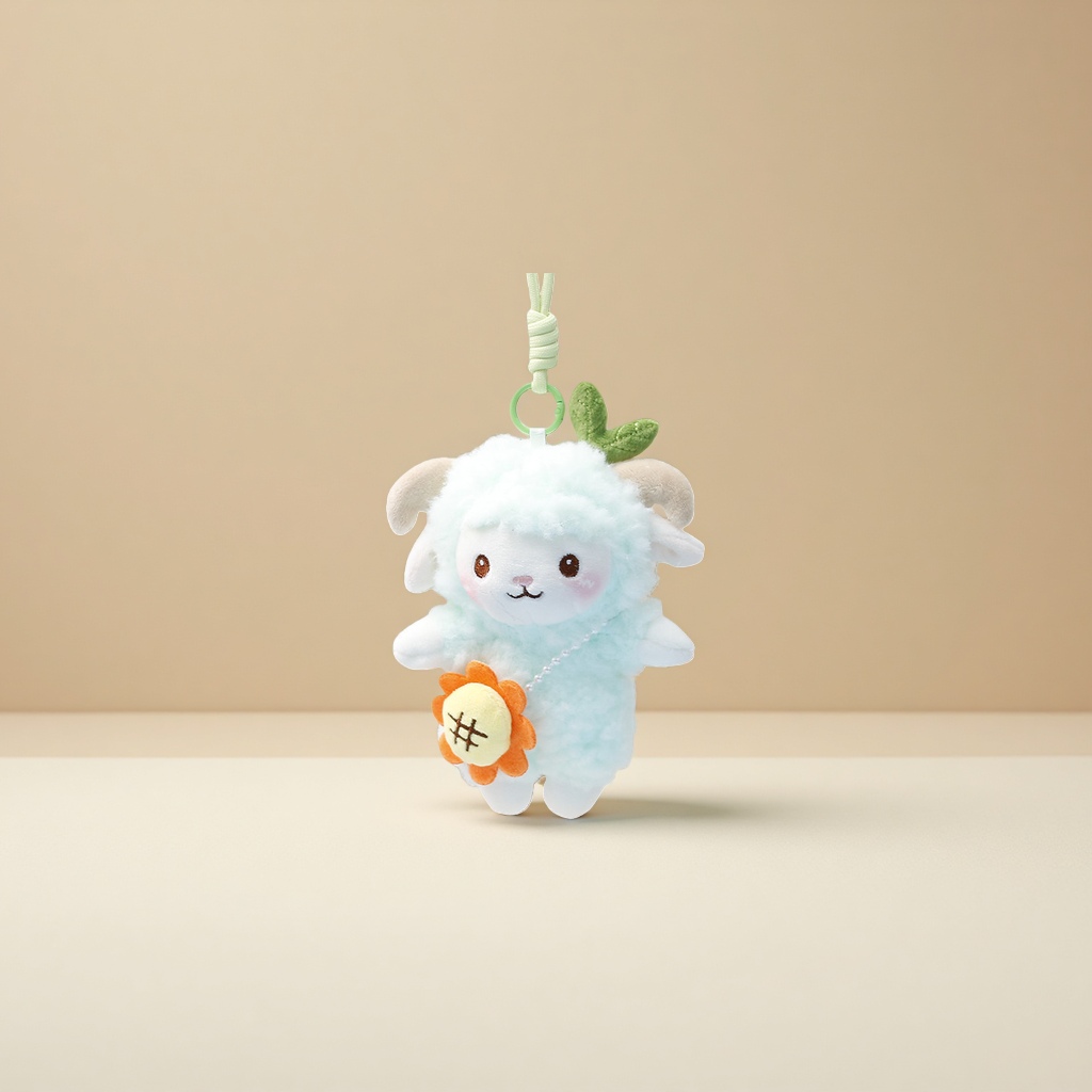 The light blue plush sheep pendant is a cute and adorable car bag decoration plush toy Application Scenario