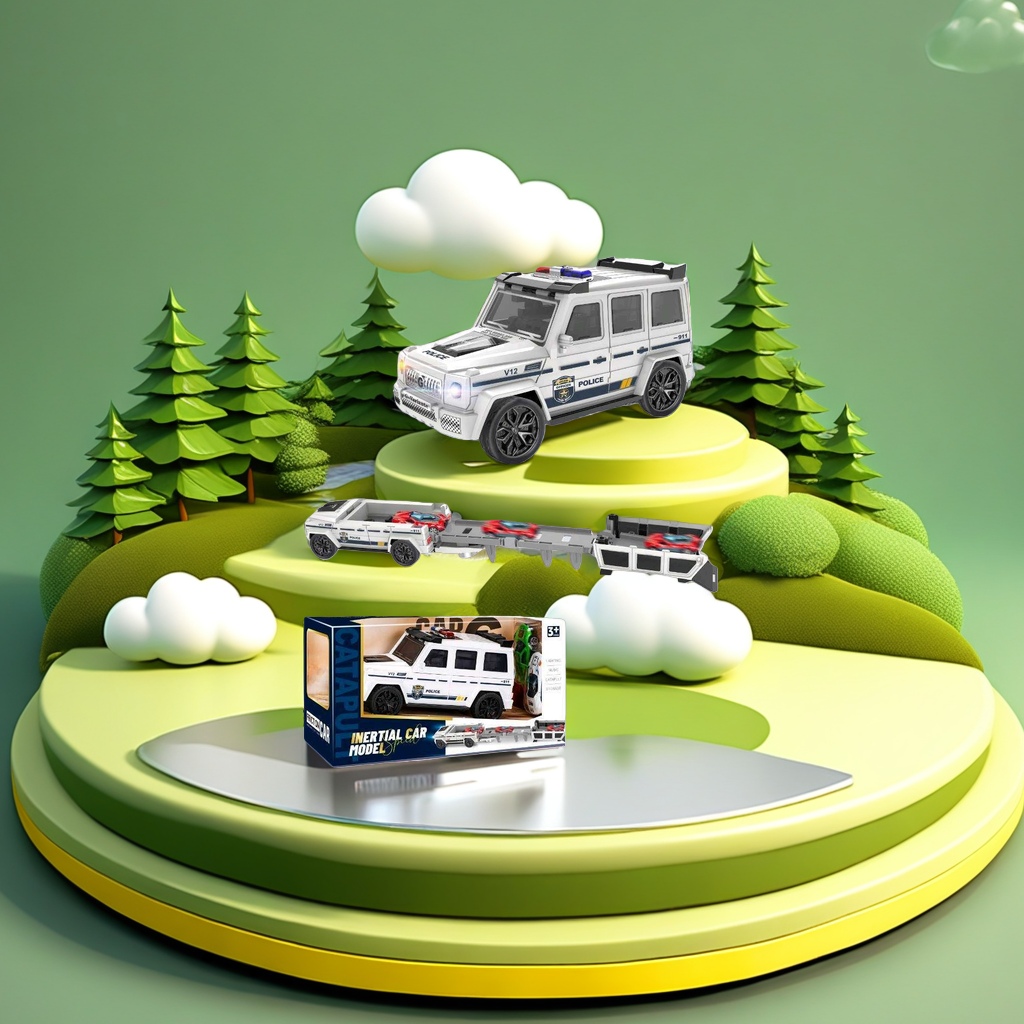 White police car model, metal alloy simulation toy car, collectible decorative item details Picture