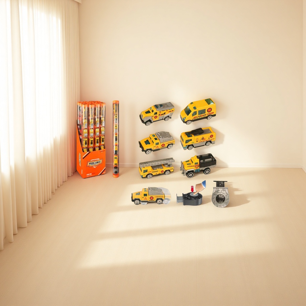 Yellow engineering vehicle toy set, a simulation of construction machinery and movable children's educational toys