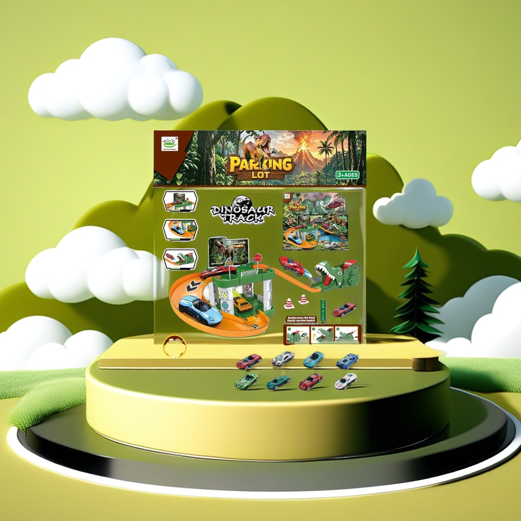 Colorful dinosaur-themed parking lot toy set, educational assembly, children's early education toys