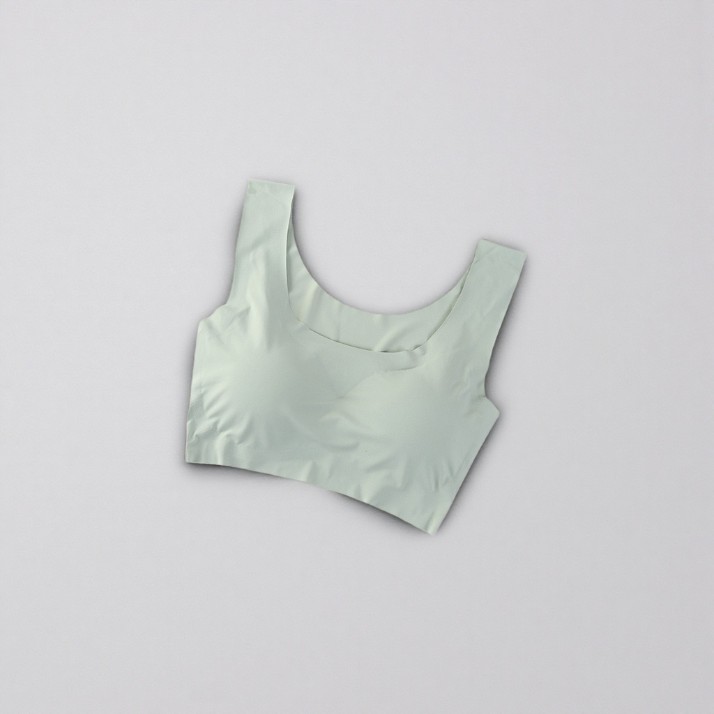 Light green seamless vest for women, pure cotton breathable inner layer basic style details Picture