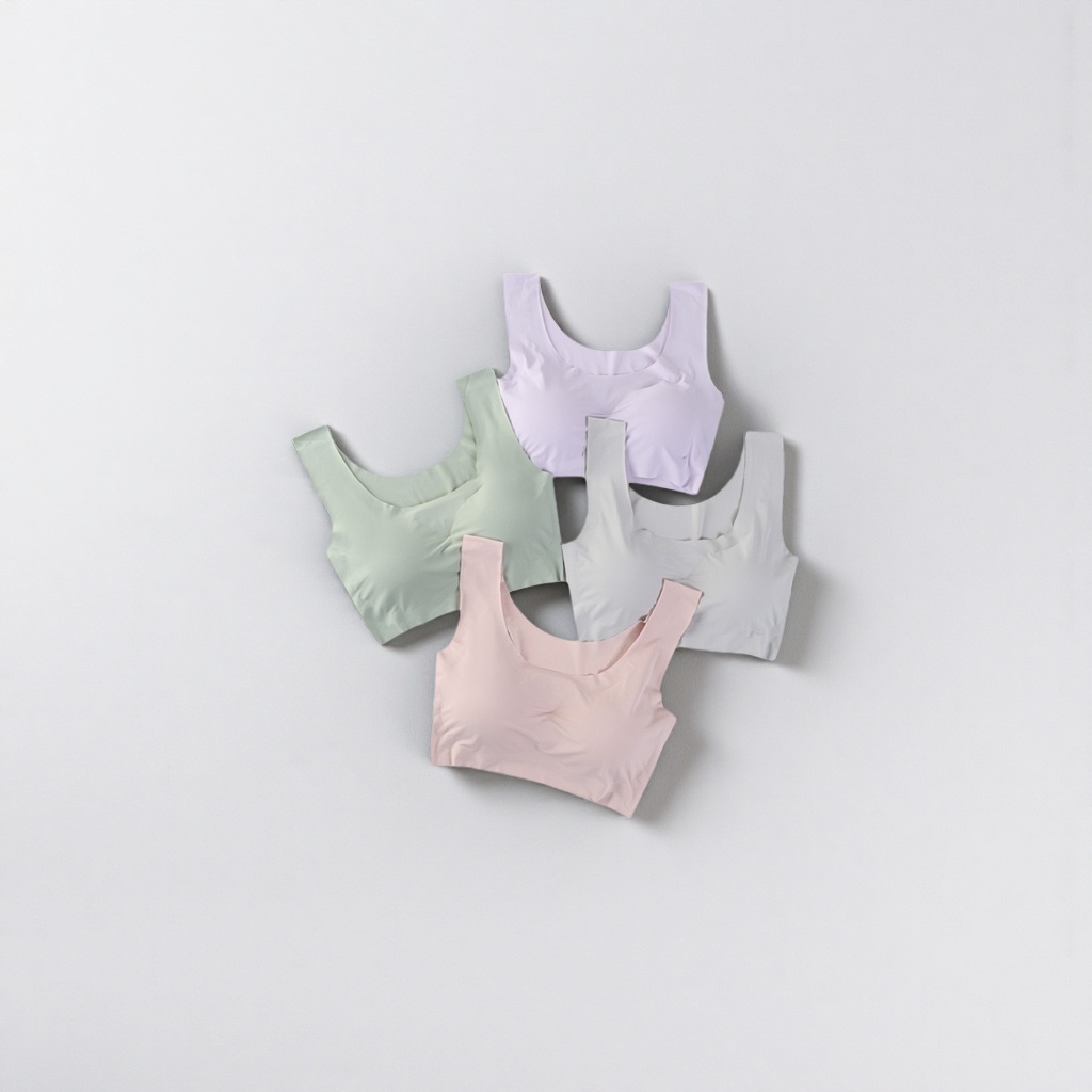 五色无钢圈背心式文胸 舒适透气无痕聚拢女士内衣