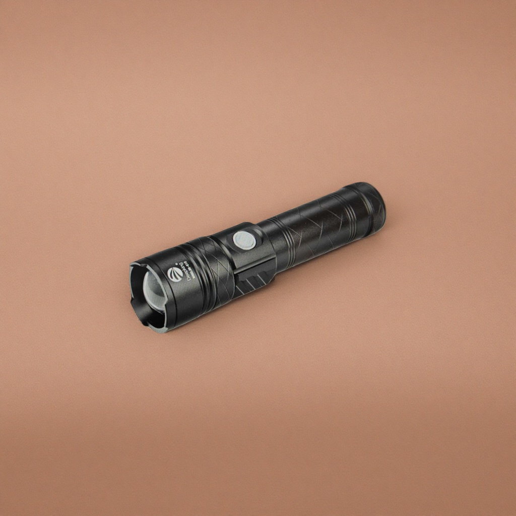 The black metal high-intensity rechargeable flashlight features high brightness, long range, long-lasting battery life, portability and durability Application Scenario