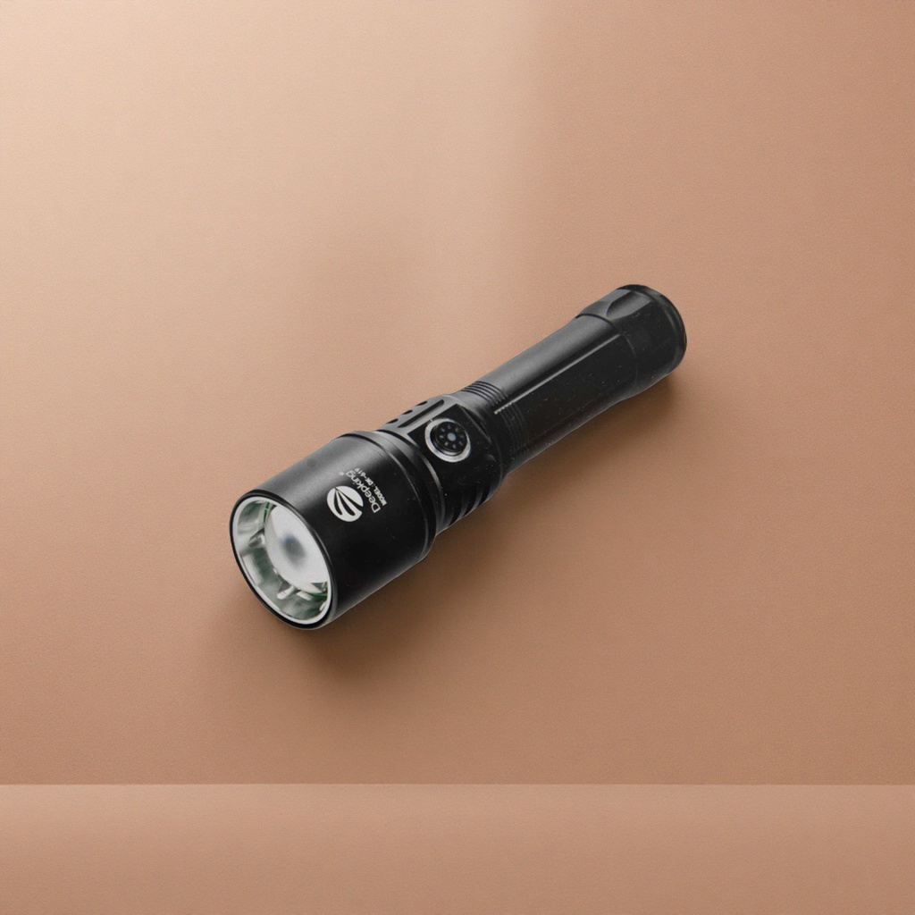 Black flashlight, strong light, waterproof, rechargeable portable LED lighting tool