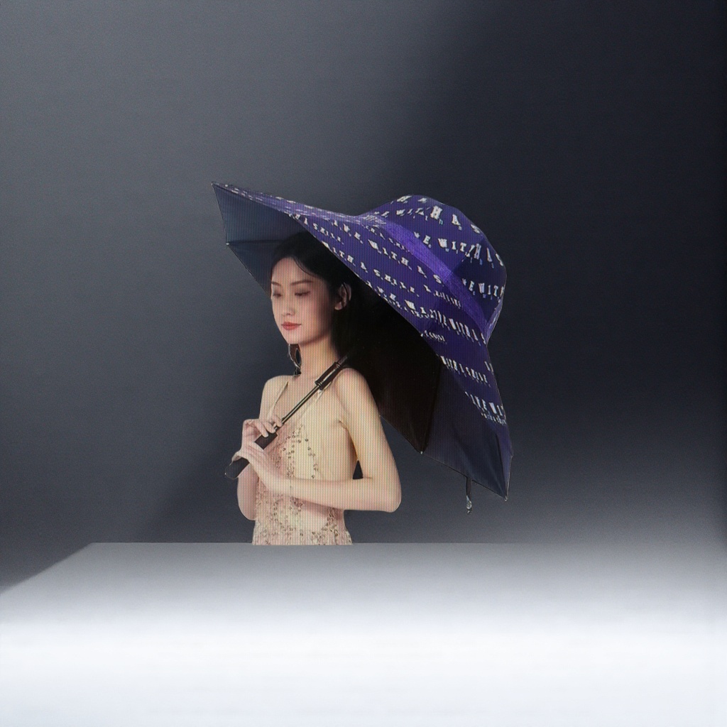 紫色印花宽檐伞 女士防晒遮阳伞 大号遮阳伞