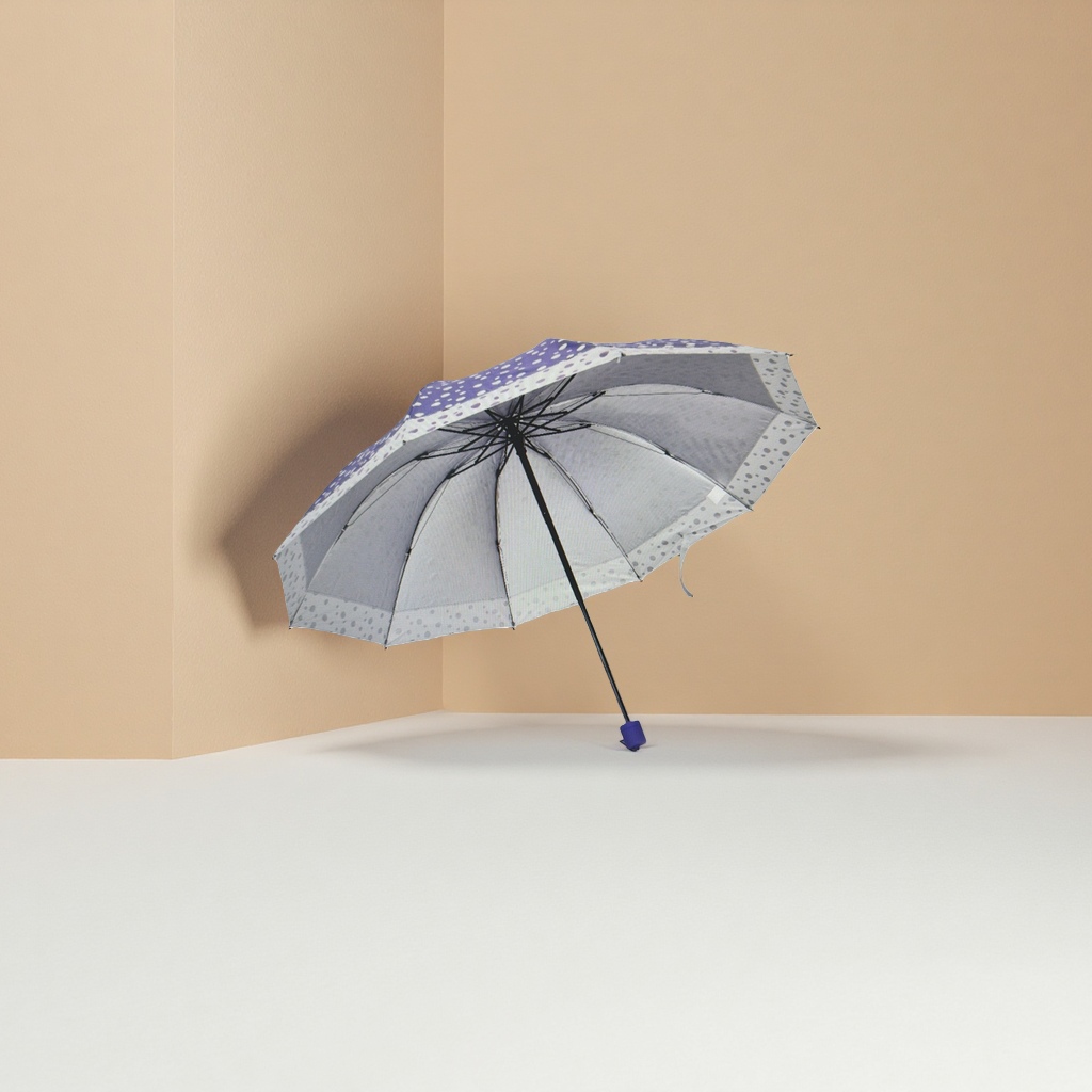 Purple wave dot sunny rain paraguas plegable de doble uso impermeable y protector solar paraguas portátil para mujeres