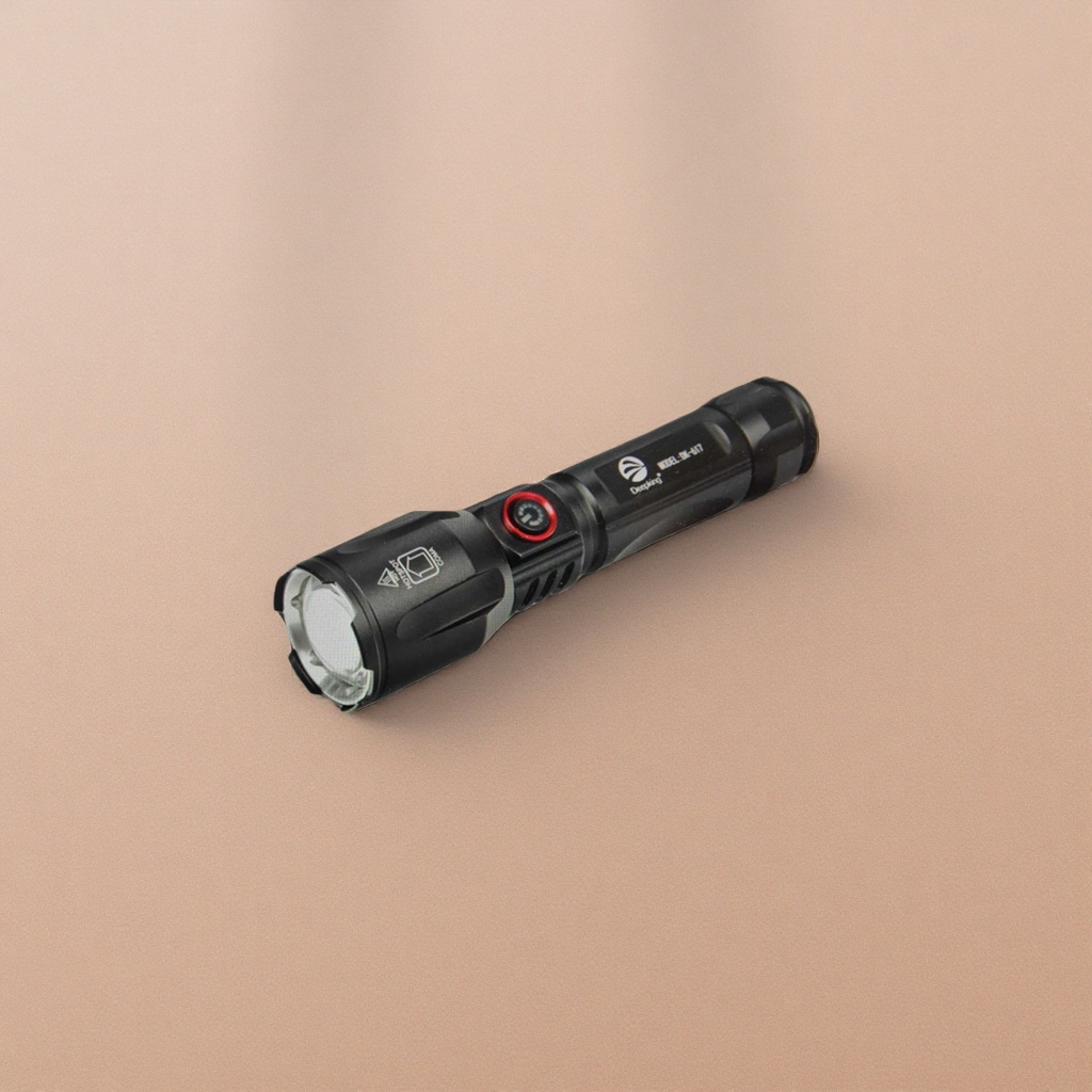 Black flashlight with magnetic hanging buckle design for home and car emergency lighting details Picture
