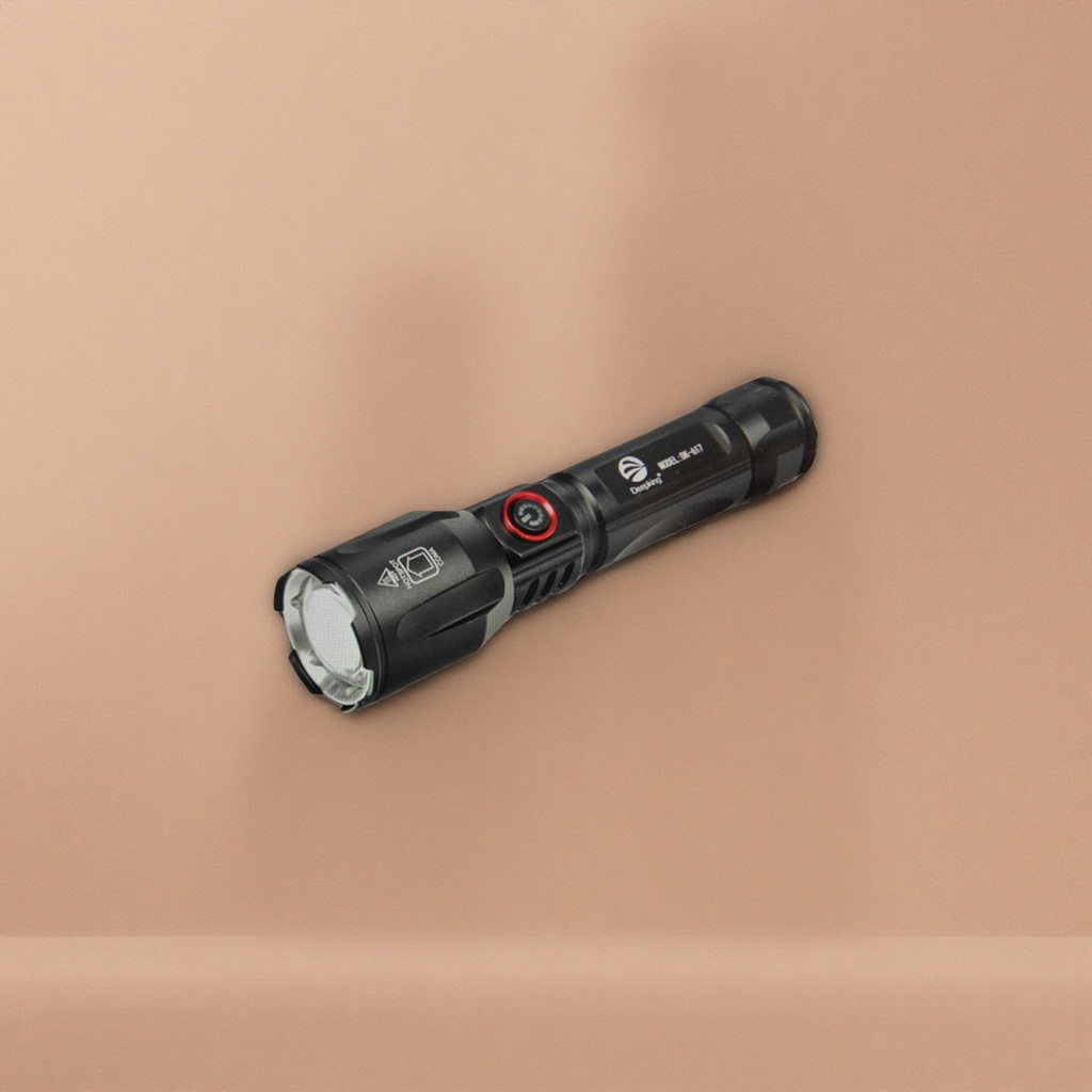 Black flashlight with magnetic hanging buckle design for home and car emergency lighting