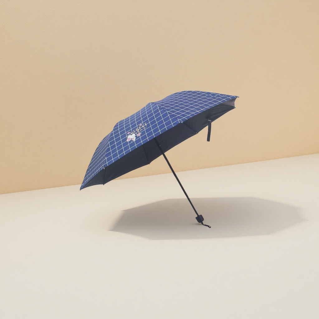 Azul tartan patrón sol y lluvia paraguas automático de doble uso resistente al agua y protección solar portátil plegable mango largo details Picture
