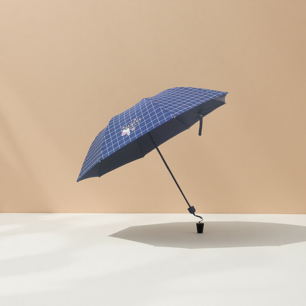 Azul tartan patrón sol y lluvia paraguas automático de doble uso resistente al agua y protección solar portátil plegable mango largo