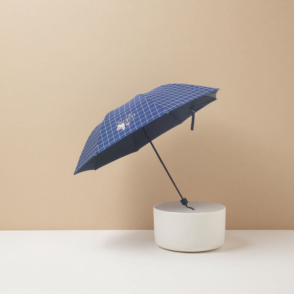 Azul tartan patrón sol y lluvia paraguas automático de doble uso resistente al agua y protección solar portátil plegable mango largo Specification image