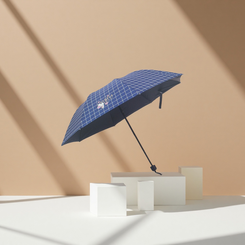 Azul tartan patrón sol y lluvia paraguas automático de doble uso resistente al agua y protección solar portátil plegable mango largo Application Scenario