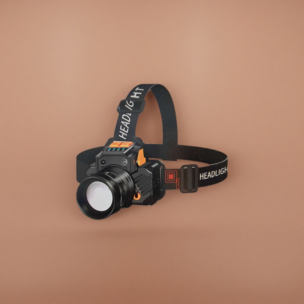 Black headlamp with adjustable brightness, waterproof portable LED head-mounted lighting details Picture