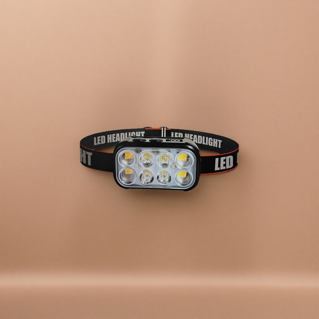Black LED headlamp rechargeable adjustable focus portable outdoor work lighting lamp