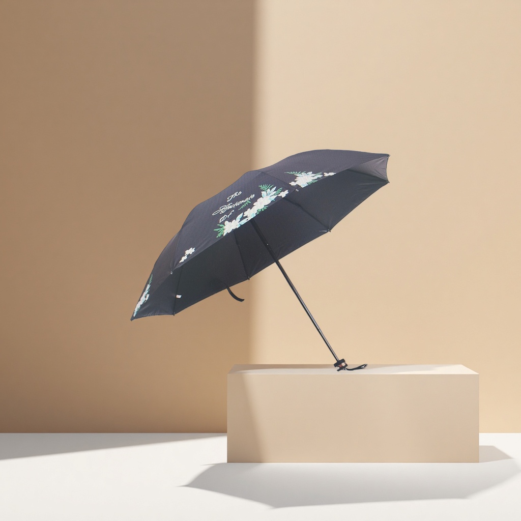 Patrón floral negro soleado lluvia paraguas de doble uso impermeable protección solar ligero plegable Application Scenario
