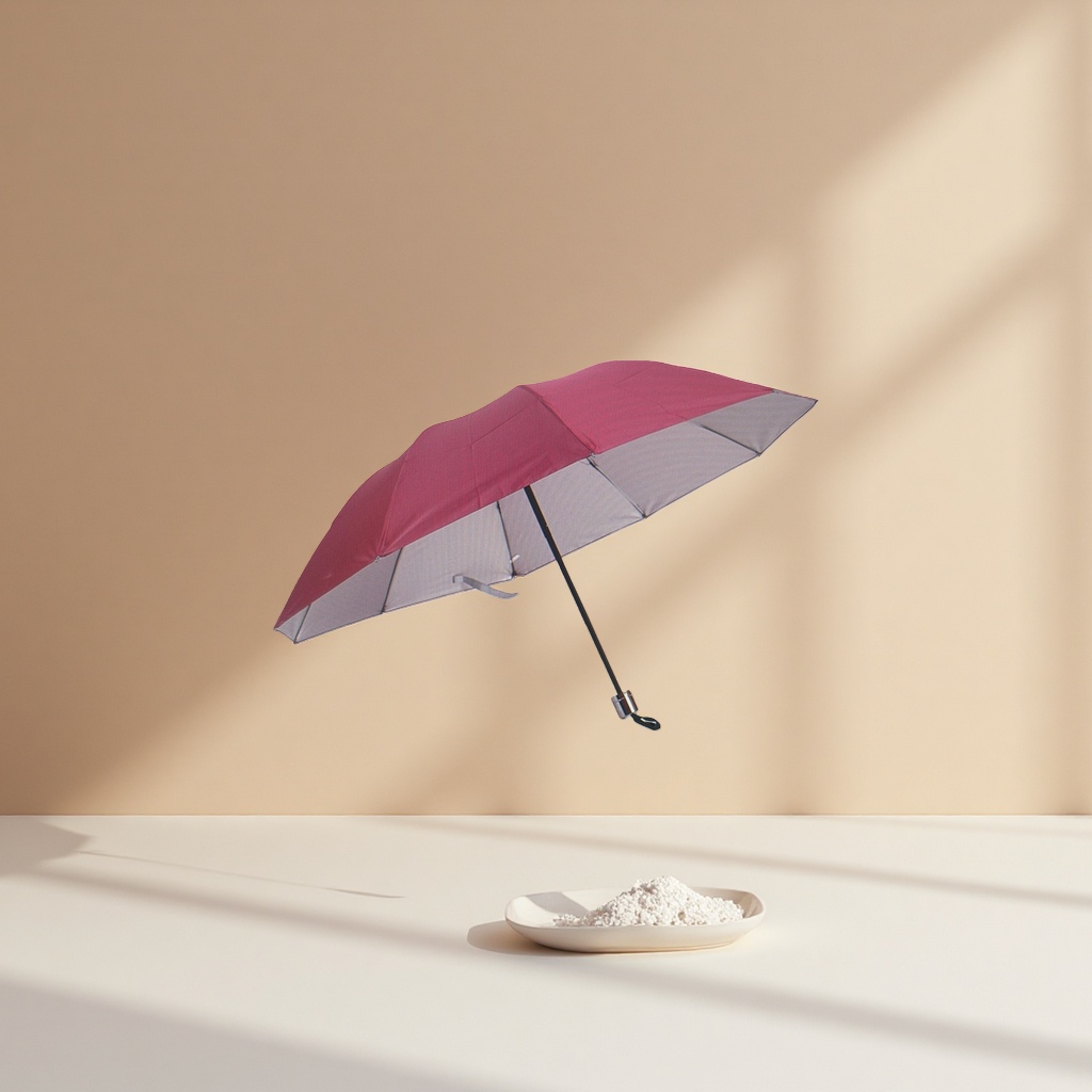 Red two-color all-weather umbrella, waterproof and sun-proof portable folding umbrella details Picture