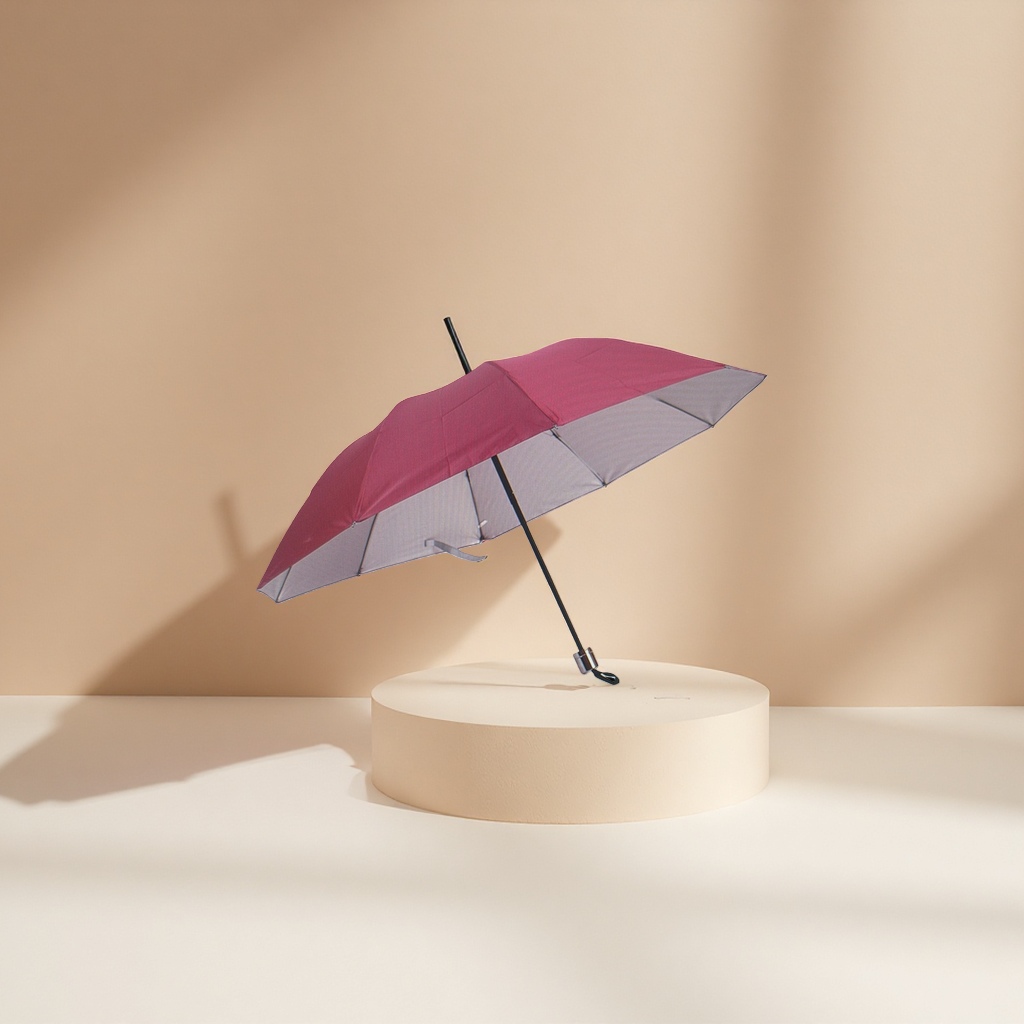 Red two-color all-weather umbrella, waterproof and sun-proof portable folding umbrella Application Scenario