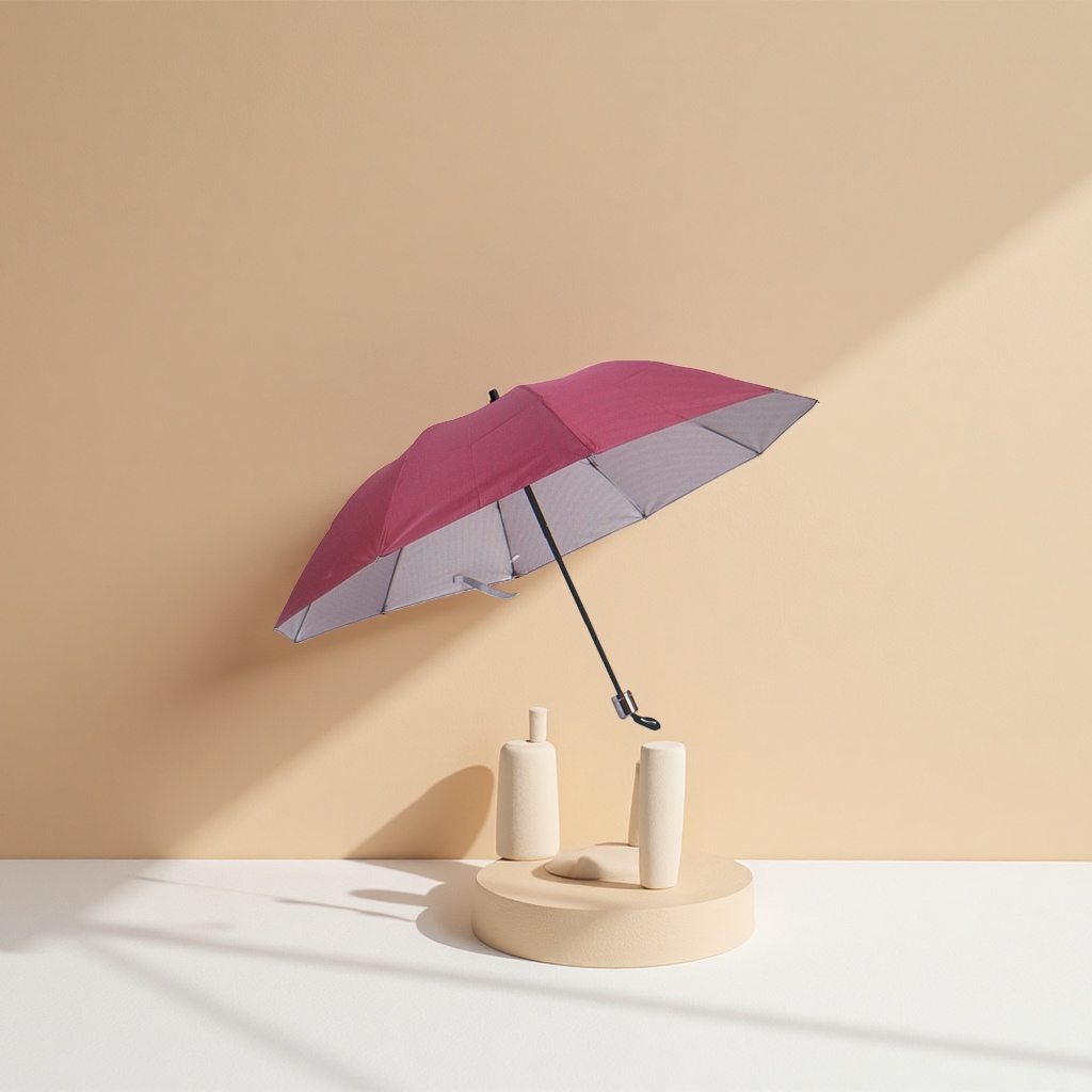 Red two-color all-weather umbrella, waterproof and sun-proof portable folding umbrella Specification image