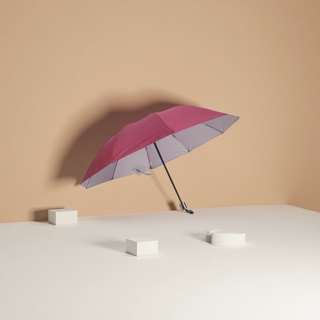 Paraguas rojo de dos colores de sol y lluvia de doble uso impermeable y protector solar paraguas plegable portátil