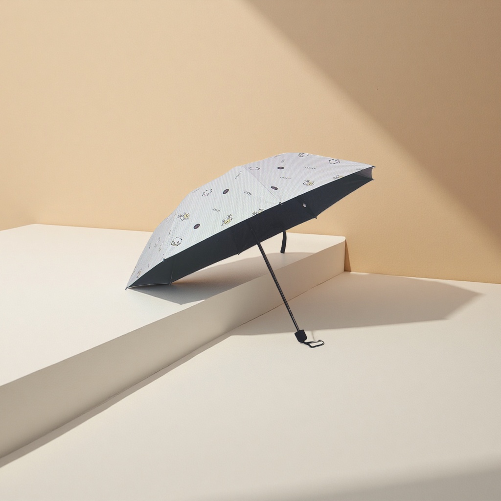 The white printed all-weather umbrella is lightweight and foldable, providing sun protection, wind protection and water resistance Specification image