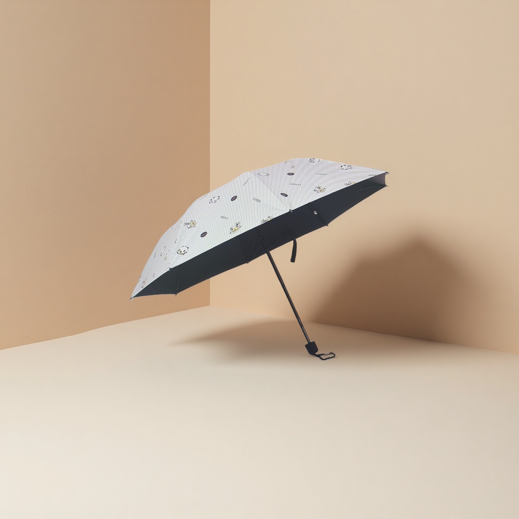 The white printed all-weather umbrella is lightweight and foldable, providing sun protection, wind protection and water resistance Application Scenario