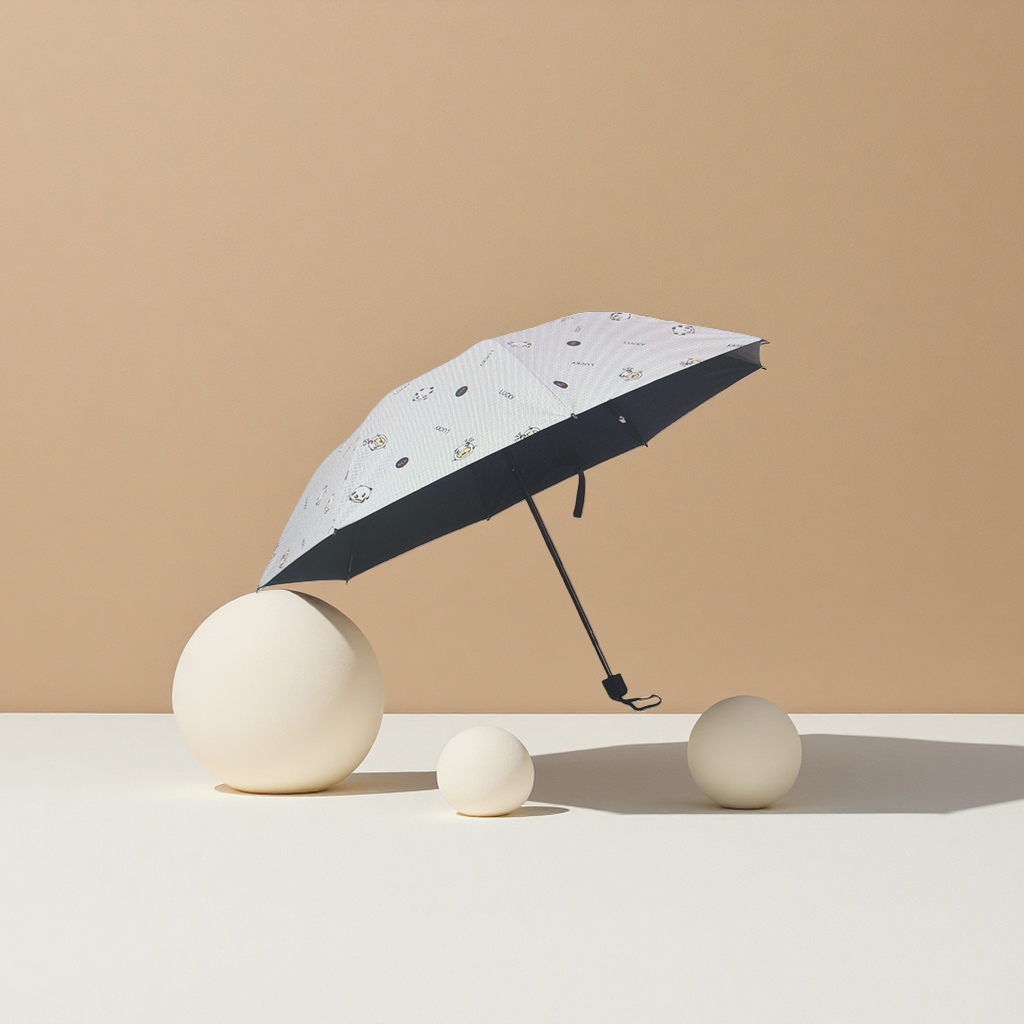 Blanco estampado sol lluvia paraguas de doble uso ligero plegable protección solar viento y agua
