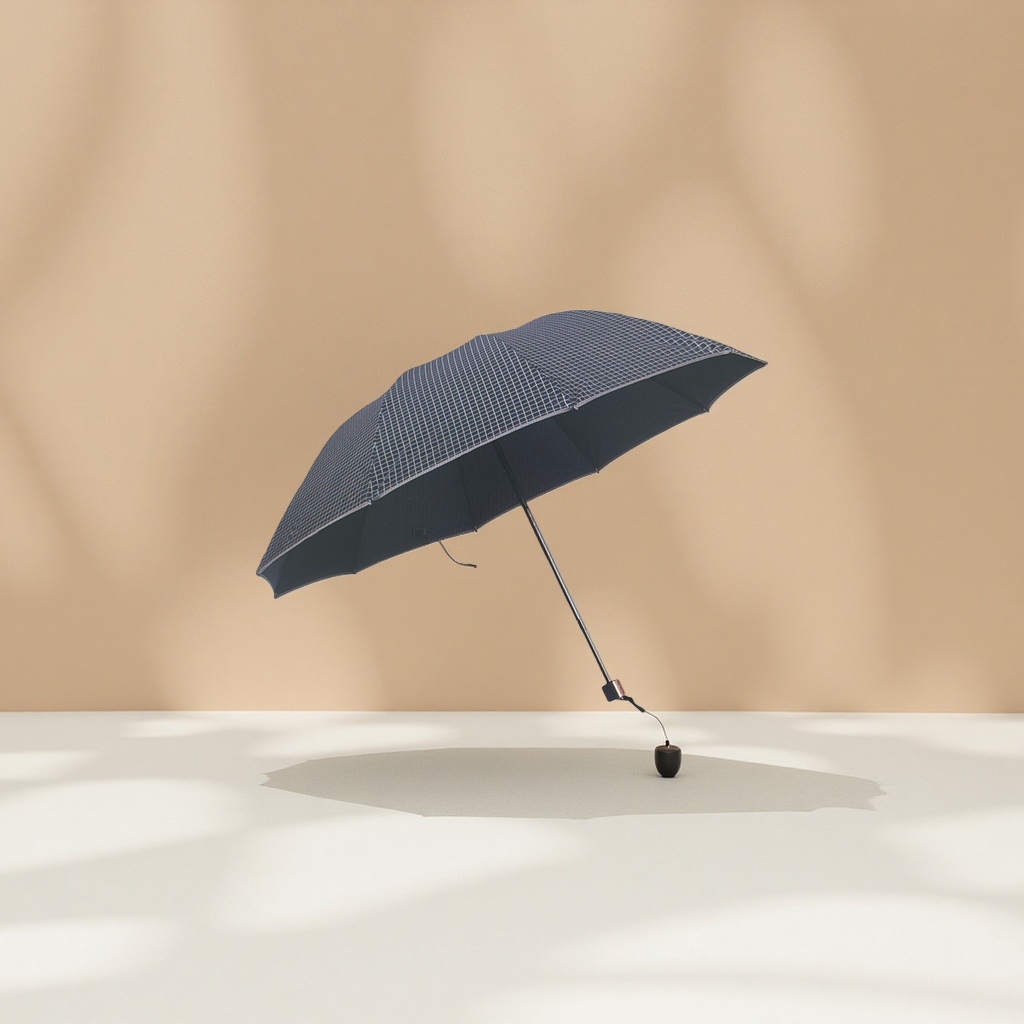 黑色格纹自动开合晴雨两用伞 防水防晒轻便折叠