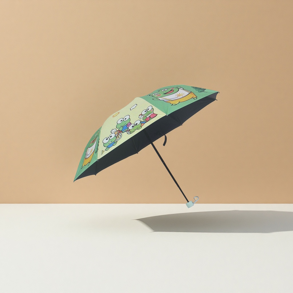绿色卡通青蛙图案晴雨两用伞