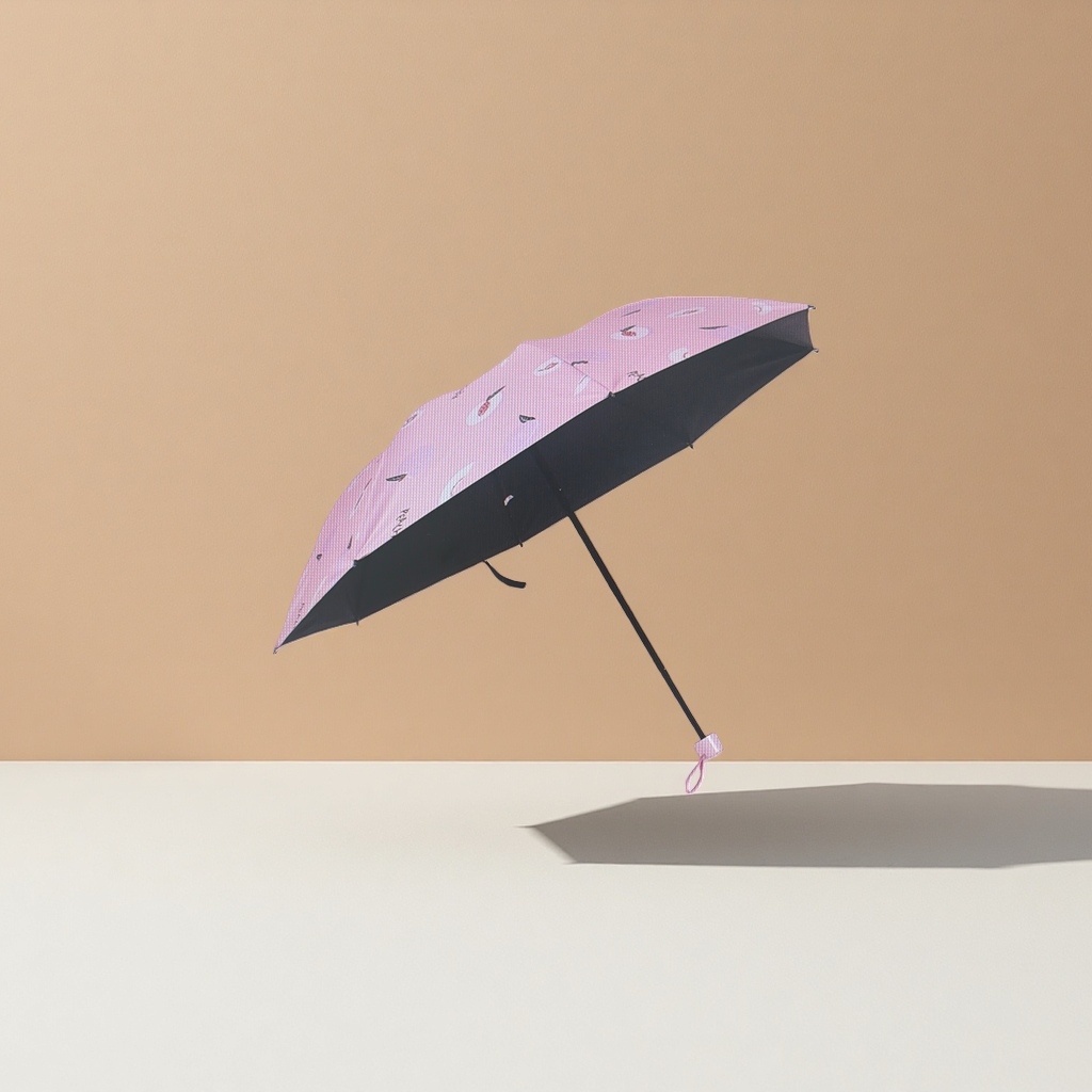 粉色印花晴雨两用伞 防水防晒轻便折叠女士专用