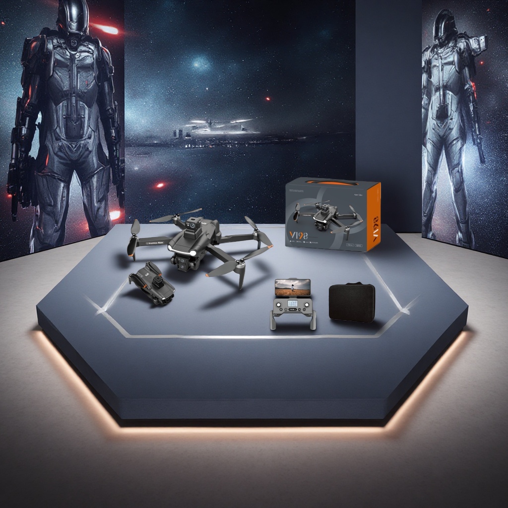 Black folding drone V198 portable aerial photography remote control high-definition image transmission details Picture