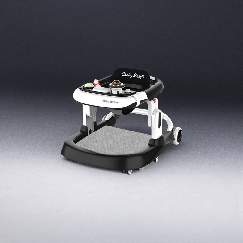 The black and white baby walker is adjustable in height, equipped with music, safe and stable Specification image