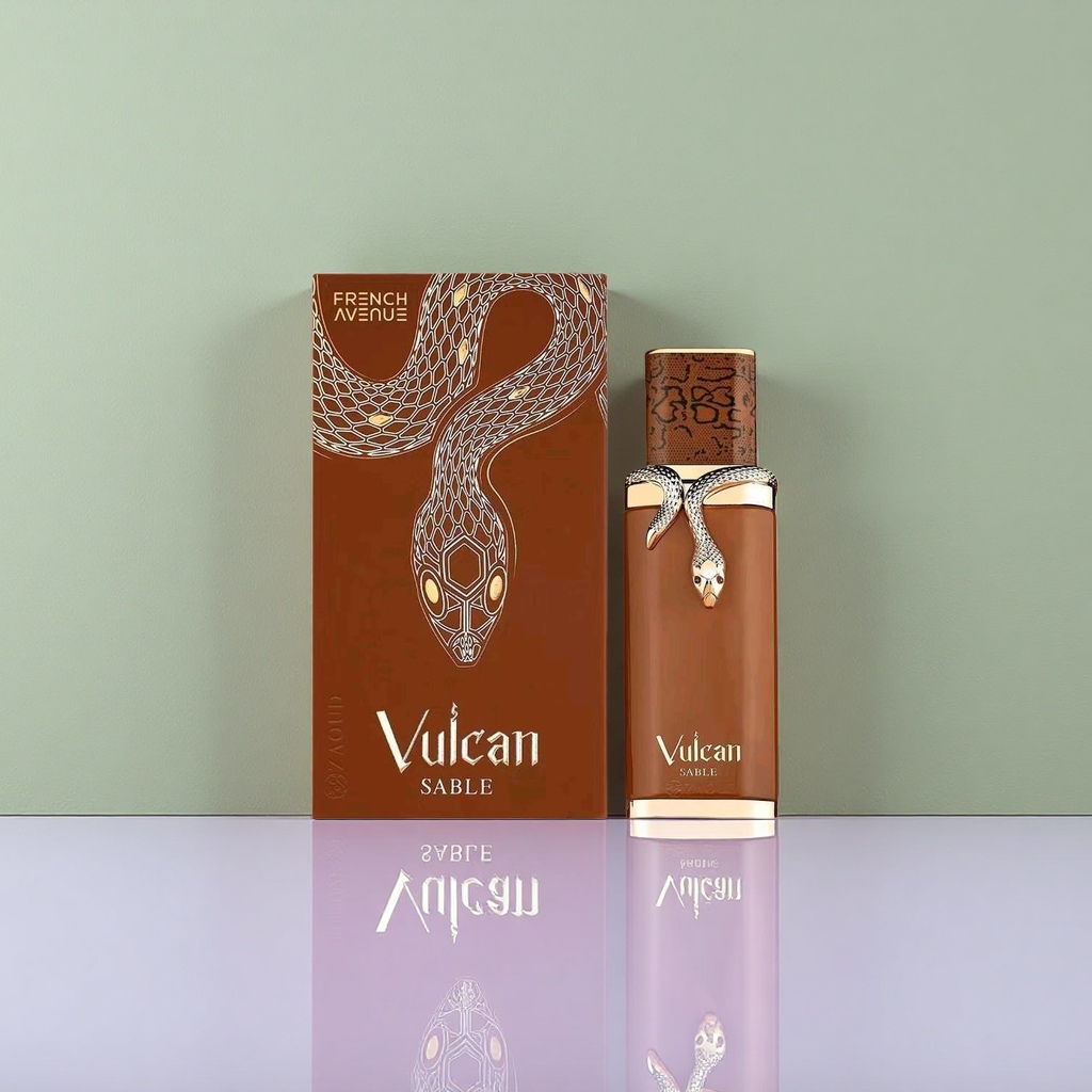 Vulcan SABLE Brown snake-shaped perfume, metal snake decoration, white snake pattern, FRENCH AVENUE details Picture