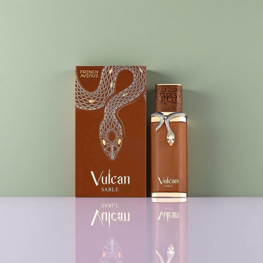 Vulcan SABLE Brown snake-shaped perfume, metal snake decoration, white snake pattern, FRENCH AVENUE Application Scenario