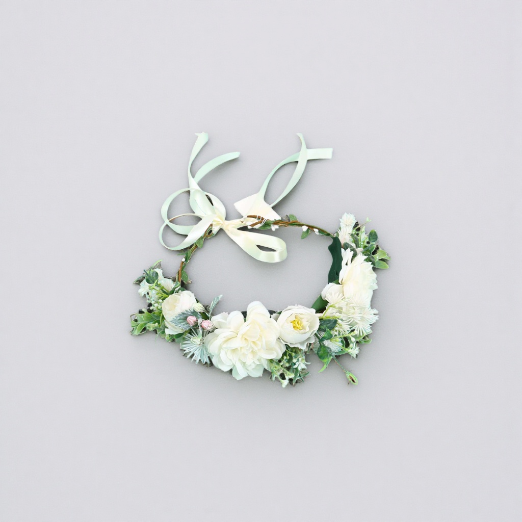 White garland, bride's headwear, party decoration, photography props, floral art simulation garland Specification image